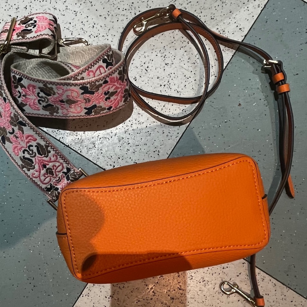 Coach Mini Town Candied Orange Crossbody Bag with Original & Floral Pink Strap - Picture 4 of 10